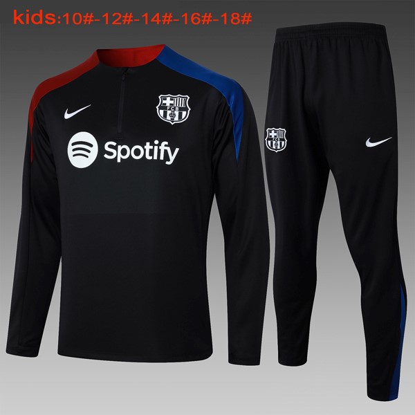 Niños Sudadera De Training Barcelona 2024-2025 Negro Azul 3